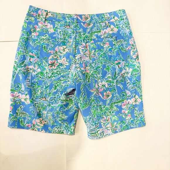 Lilly Pulitzer 9" Natia Knit Short Boca Blue Beneath The Bougainvillea size 8 - Picture 9 of 11